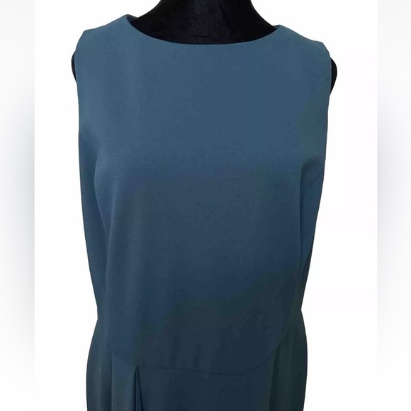 Ralph Lauren Sz 16 Sheath Dress Green Ruffle Lined Zip Party Wedding Office Work - Picture 5 of 10